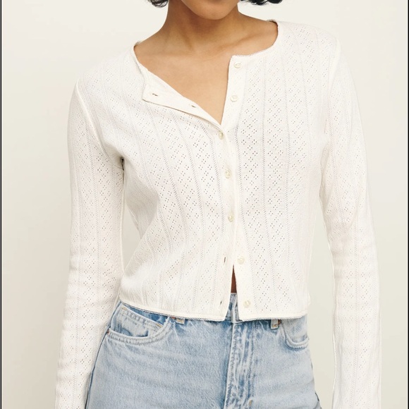 Reformation Sweaters - Reformation White Pointelle Cardigan